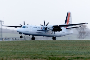 CityJet Fokker 50 landing at Cardiff Airport ©2014 Phil Woods 
